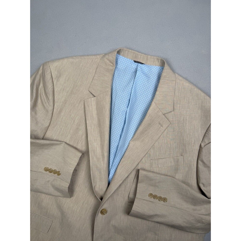 Oak Hill Sport Coat Mens 4XL (58/60) Beige Linen Blend Two Button Jacket Blazer